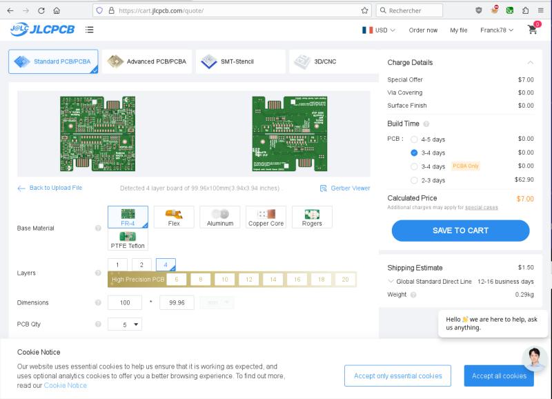 5 pcb weight=290gr